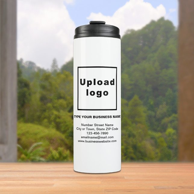 Termo Marca comercial en el Tumbler térmico (Build brand name awareness. Your business brand on white thermal tumbler.)