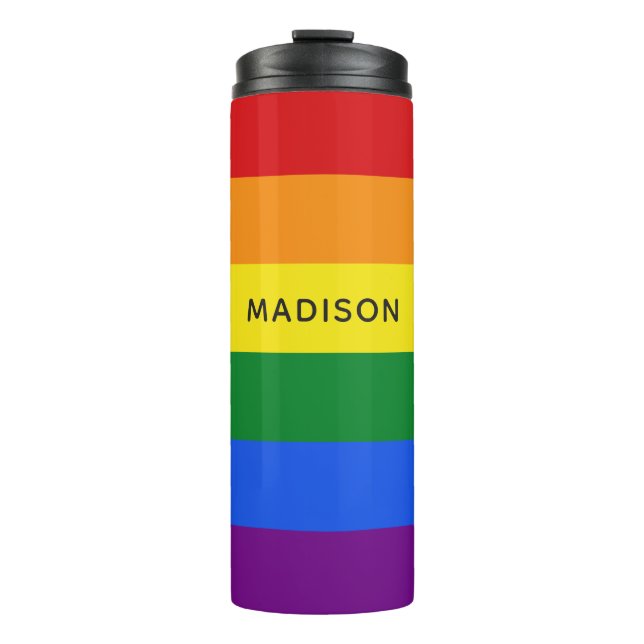 Termo Marca de arcoiris nombre personalizado tumbler (Anverso)