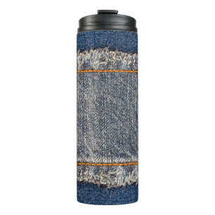 Termo Marco de tela de jeans azules denim. Denim fabr bl