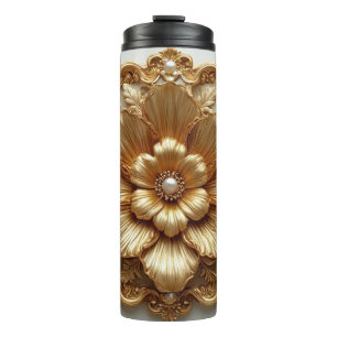 Termo Marco floral de oro lujoso