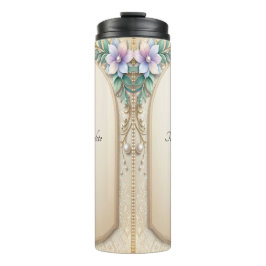 Termo Marco floral decorativo con perlas