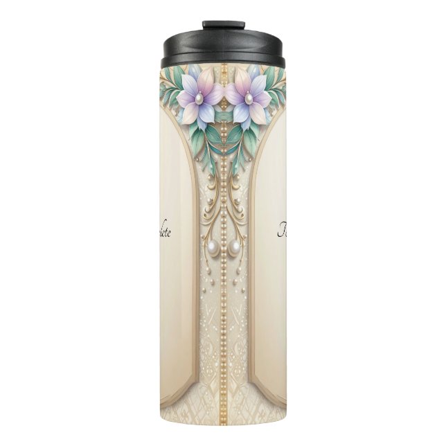 Termo Marco floral decorativo con perlas (Anverso)