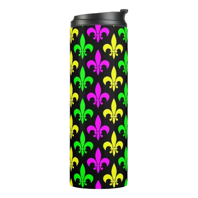 Termo Mardi Gras Fleur De Lis (Rotado hacia la izquierda)