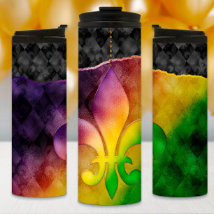 Termo Mardi Gras Tumbler, colorida flor de lis