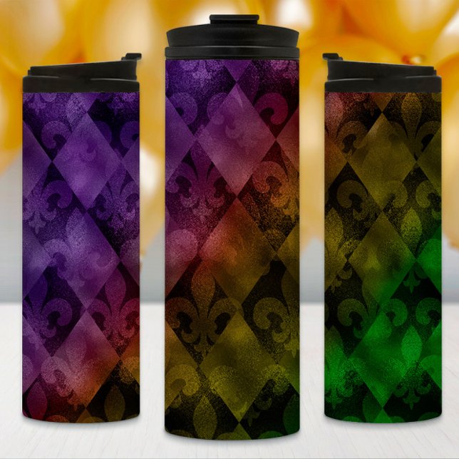 Termo Mardi Gras Tumbler, estilo arcoiris y flor (Subido por el creador)