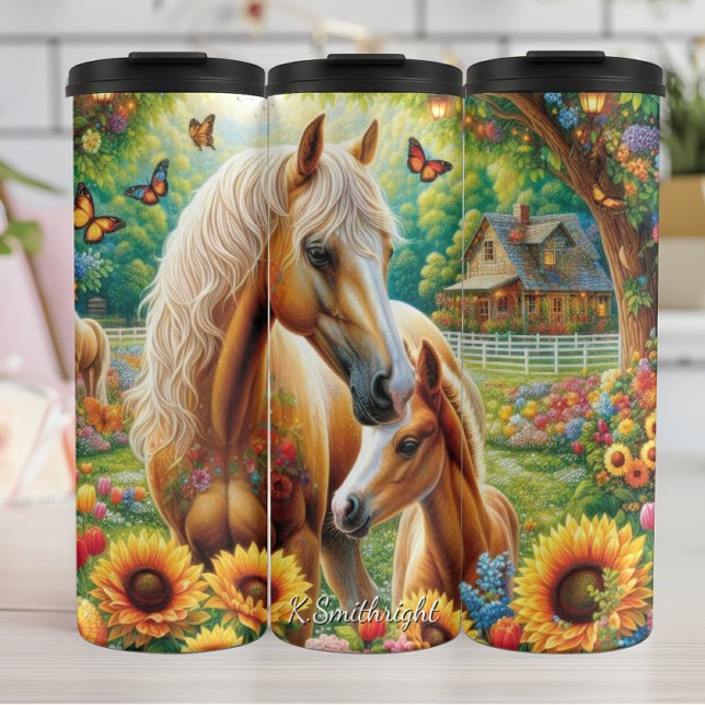 Termo Mare Foal Butterfly Flower Garden (Subido por el creador)