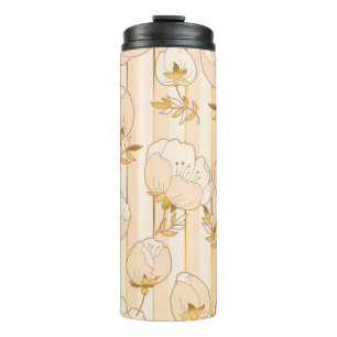 Termo Marfil Beige: Patrón Floral De Lujo.