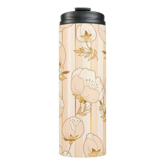 Termo Marfil Beige: Patrón Floral De Lujo. (Anverso)