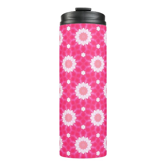 Termo margarita blanca y estrellas sobre el fondo rosado (Anverso)