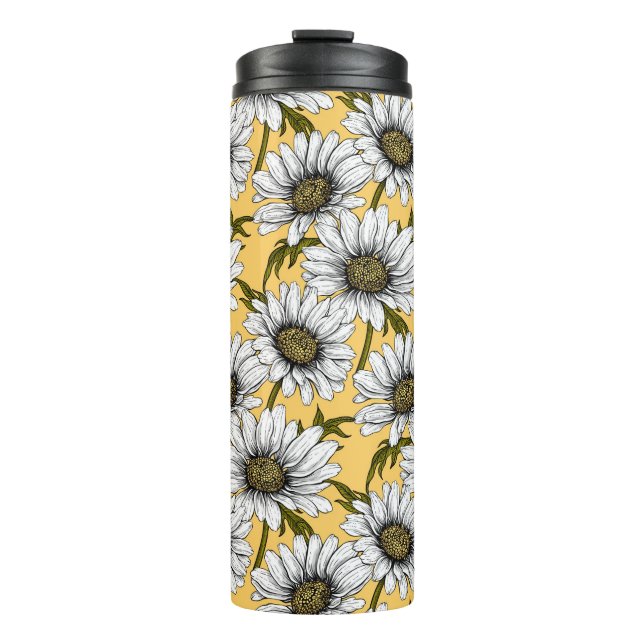 Termo Marinas blancas, flores silvestres en amarillo (Anverso)