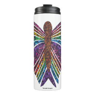 Termo Mariposa Arcoíris (blanco) - Tumbler Térmico