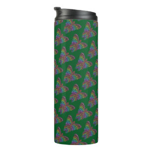 Termo Mariposa Arcoíris (verde oscuro) - Tumbler Térmico