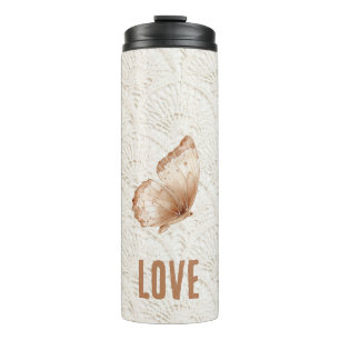 Termo Mariposa Bohemiana Boho Marrón Crema