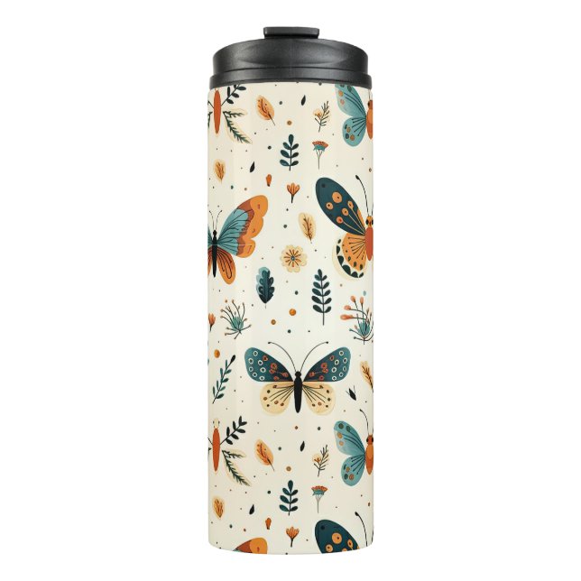 Termo Mariposa Boho y prado botánico (Anverso)