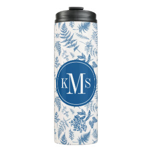 Termo Mariposa de los Jardínes Azules y patrón de jardín