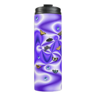 Termo Mariposa en seda morada con perlas