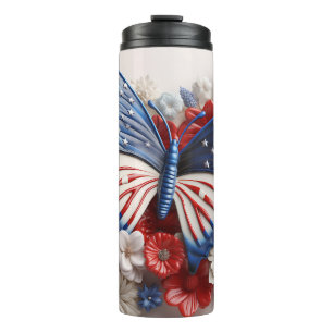 TERMO MARIPOSA PATRIÓTICA ROJA BLANCA AZUL DE EE.UU.