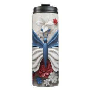 TERMO MARIPOSA PATRIÓTICA ROJA BLANCA AZUL DE EE.UU.