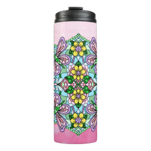 Termo Mariposa rosa Mandala Mano caprichosa