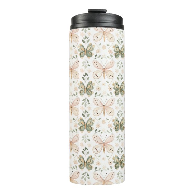 Termo Mariposa Verde Menta Rosa Sonrojado (Anverso)