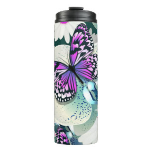 Termo Mariposa y flores