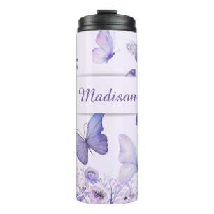 Termo Mariposas Acuarela Jardin Flores Lilas