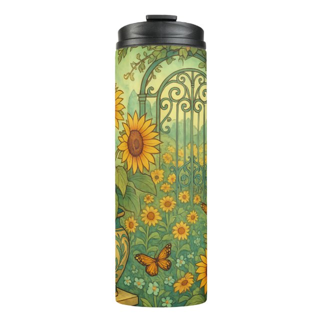 Termo Mariposas del Art Nouveau Sunflower Garden (Anverso)