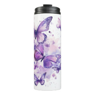 Termo Mariposas Moradas Acuarela