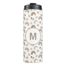 Mariposas Rosa Blanco Moderno Monograma Arcoíris