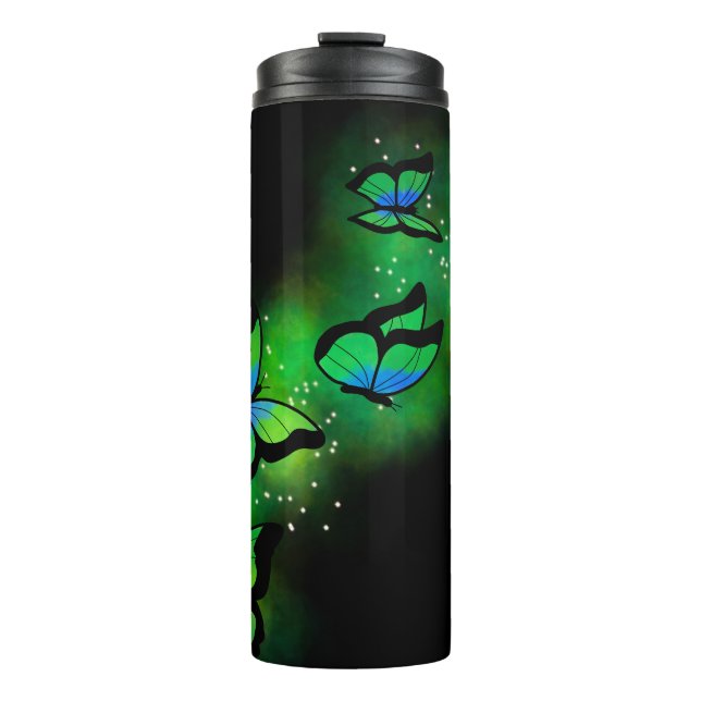 Termo Mariposas verdes brillantes (Anverso)