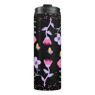 Termo mariposas y flores