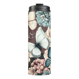 Termo Mariposas y flores marrones