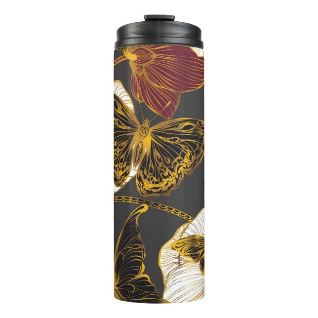 Termo Mariposas y flores: Patrón de Boho de primavera (Anverso)