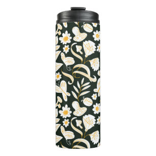 Termo Mariposas y flores: Patrón de verano de Doodle.