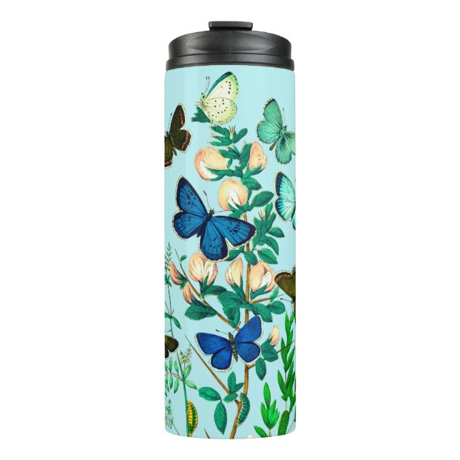 Termo Mariposas y flores silvestres botánicas en el ciel (Anverso)