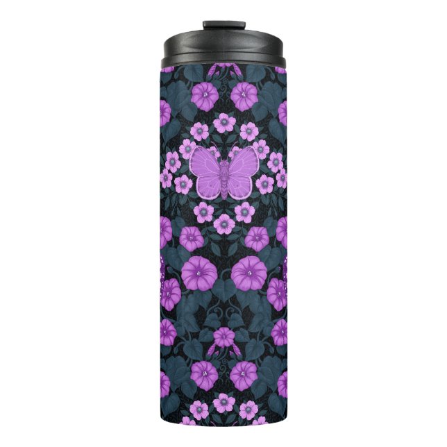 Termo Mariposas y simetría floral, violeta y azul (Anverso)