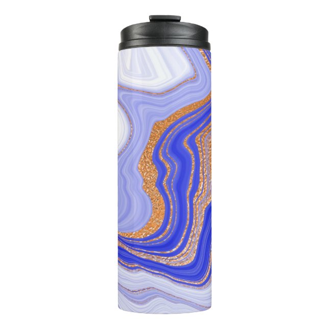 Termo Mármol azul con textura dorada (Anverso)