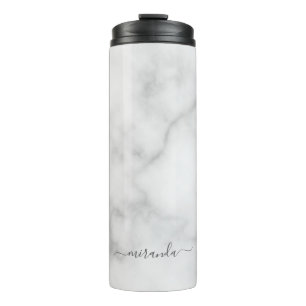 Termo Mármol blanco con el nombre personalizado del guió