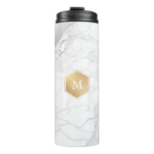 Termo MÁRMOL BLANCO DE MONOGRAMA DE PixDezines+HONEYCOMB