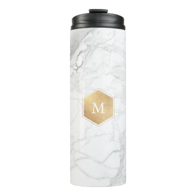 Termo MÁRMOL BLANCO DE MONOGRAMA DE PixDezines+HONEYCOMB (Anverso)