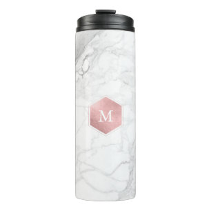 Termo MÁRMOL BLANCO DE MONOGRAMA PixDezines + ORO ROSA