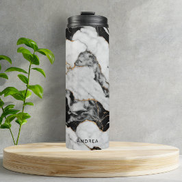 Termo Mármol blanco de oro personalizado