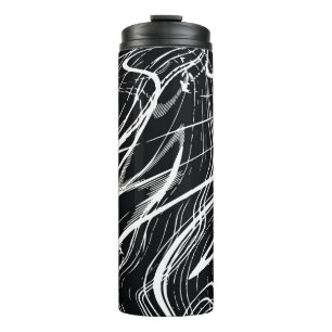Termo Mármol blanco negro: cosecha abstracta