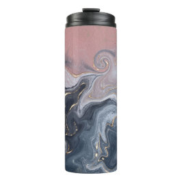 Termo Mármol color de agua gris rosado decorativo