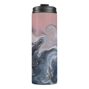 Termo Mármol color de agua gris rosado decorativo