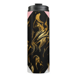 Termo Mármol de glamour dorado con brillo