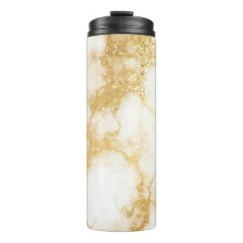 Termo Mármol de glamour dorado con brillo