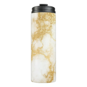 Termo Mármol de glamour dorado con brillo