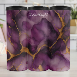Termo Mármol del ápice morado de oro del purpurina