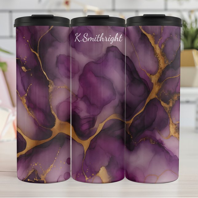 Termo Mármol del ápice morado de oro del purpurina (Subido por el creador)
